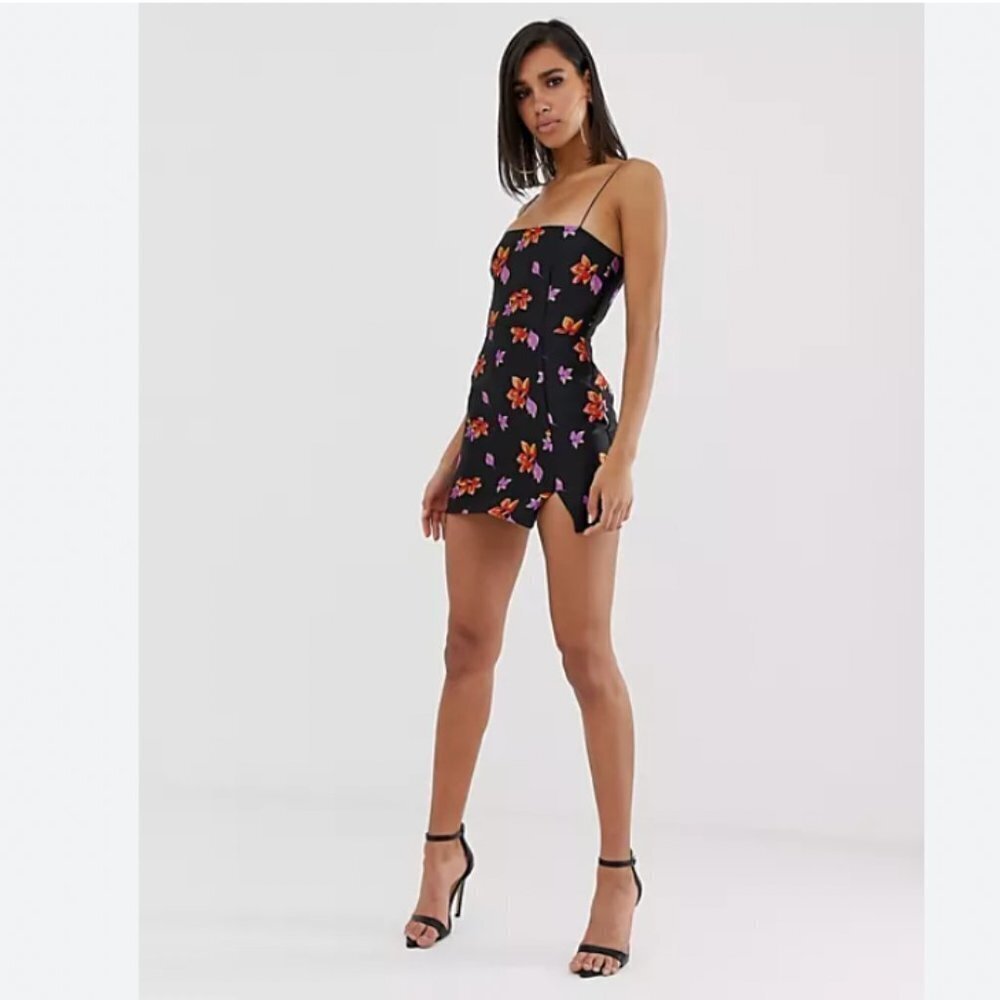 BEC + BRIDGE LOVE CRUSH BLACK COLORFUL FLORAL SLEEVELESS MINI DRESS - 2